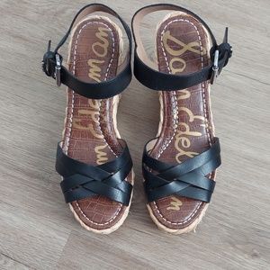 SAM EDELMAN platform wedge sandal black